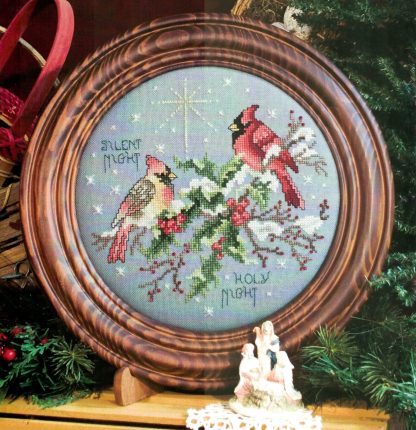 SCL321 Silent Night Cardinals cross stitch pattern by Stoney Creek