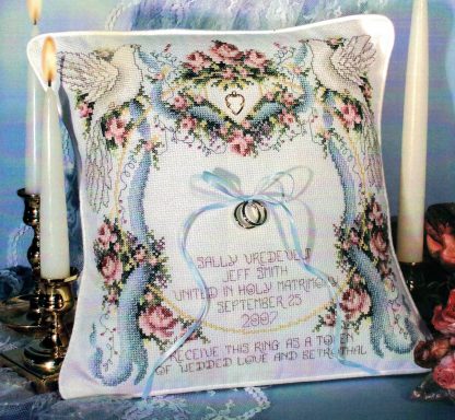 SCL325 Wedding Doves Ringbearer's pillow cross stitch pattern by Stoney Creek