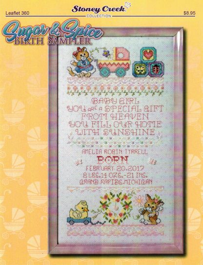 SCL360 Sugar & Spice Birth Sampler cross stitch pattern from Stoney Creek