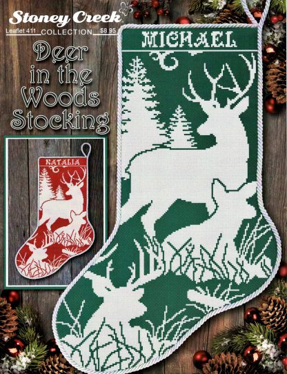 SCL411 Deer in the Woods Stocking cross stitch pattern from Stoney Creek