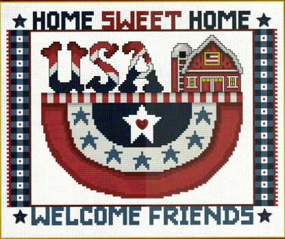 SCL448 USA Home Sweet Home cross stitch pattern from Stoney Creek