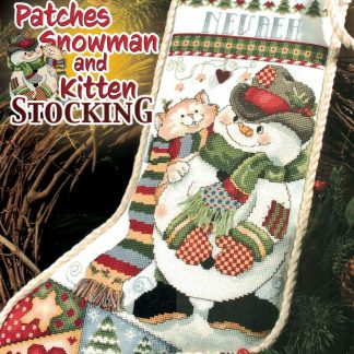 SCL603 Patchwork Snowman and Kitten Stocking cross stitch pattern from Stoney Creek
