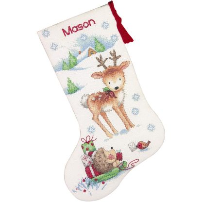 Reindeer & Hedgehog Stocking cross stitch kit from Dimensions