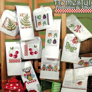 Homestyle Potholders & Towels cross stitch book SCB447 from Stoney Creek