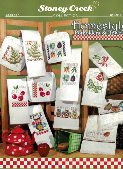 Homestyle Potholders & Towels cross stitch book SCB447 from Stoney Creek