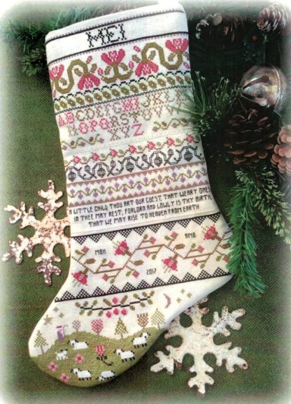 Band Sampler Stocking Cross Stitch pattern from Annie Beez Folk Art ABF-NW31