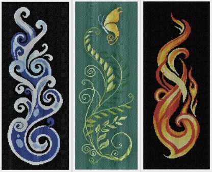 AAN201 Bookmarks of the Elements cross stitch pattern from Alessandra Adelaide