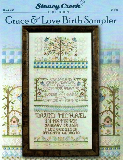 SCB498 Grace & Love Birth Sampler cross stitch pattern from Stoney Creek