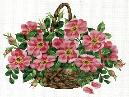 EMS-083 Wild Roses Basket cross stitch pattern from Ellen Maurer-Stroh