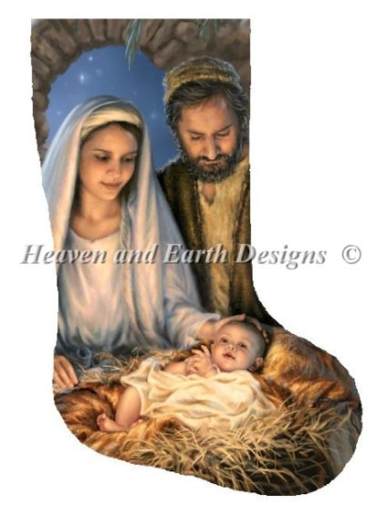 Stocking Holy Family cross stitch pattern from Heaven and Earth Designs