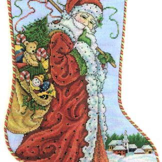 IM2569 Santa's Visit Stocking cross stitch pattern from Imaginating