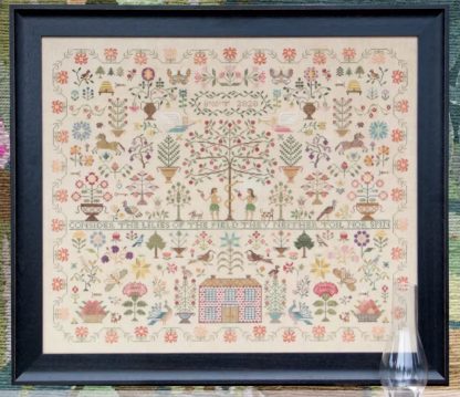 Consider the Lilies cross stitch pattern from Heartstring Samplery