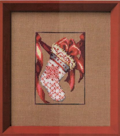 NC361 Red Ribbon Stocking cross stitch pattern from Nora Corbet